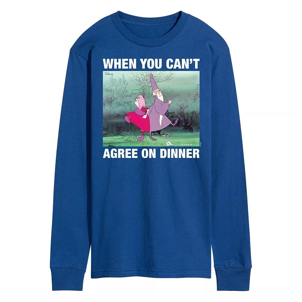 Disney's The Sword in the Stone Men's When You Can't Agree On Dinner Meme Long Sleeve Graphic Tee, Size: Small, Blue Product Image