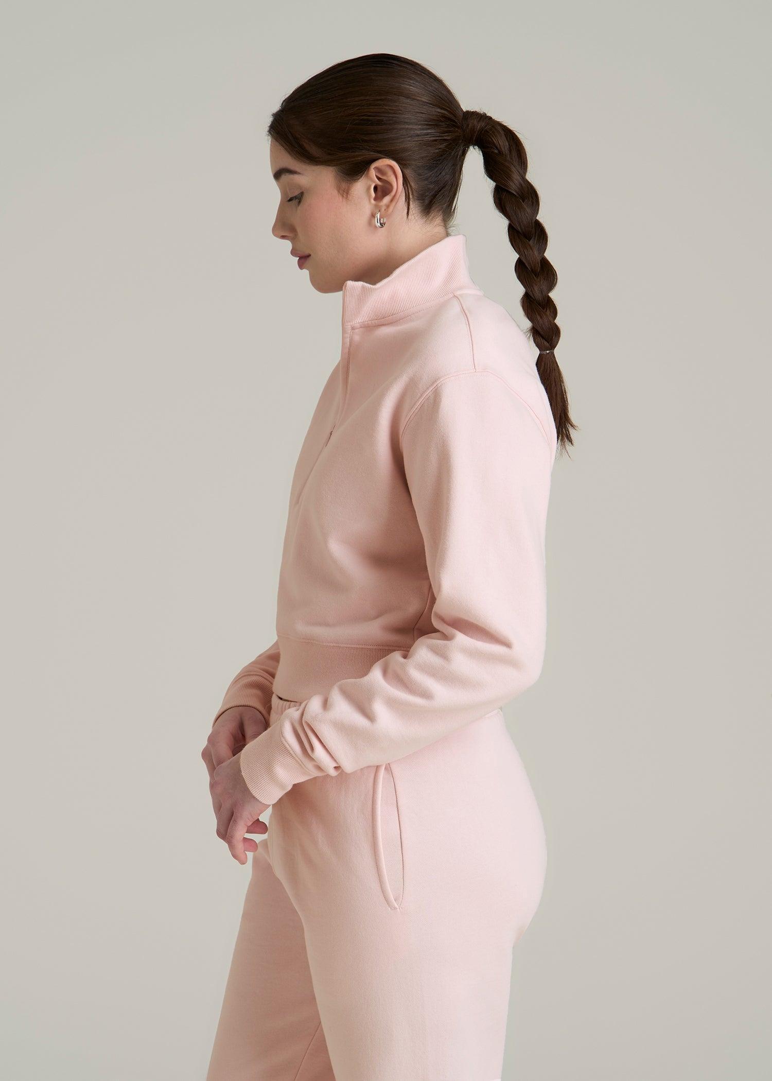 Wearever 2.0 Fleece Half-Zip Cropped Sweatshirt for Tall Women in Barely Pink Female Product Image