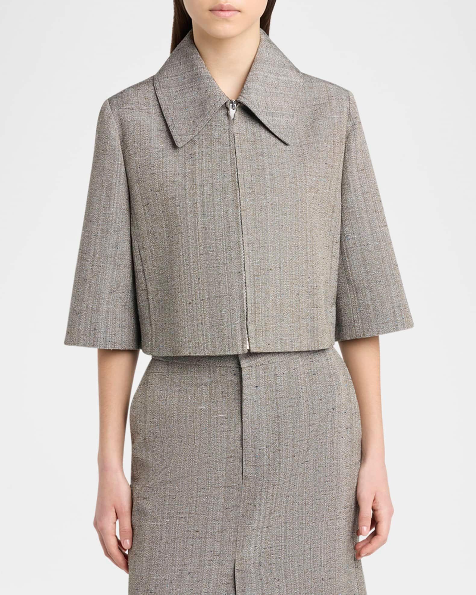 Knotted Melange Cropped Jacket  Product Image