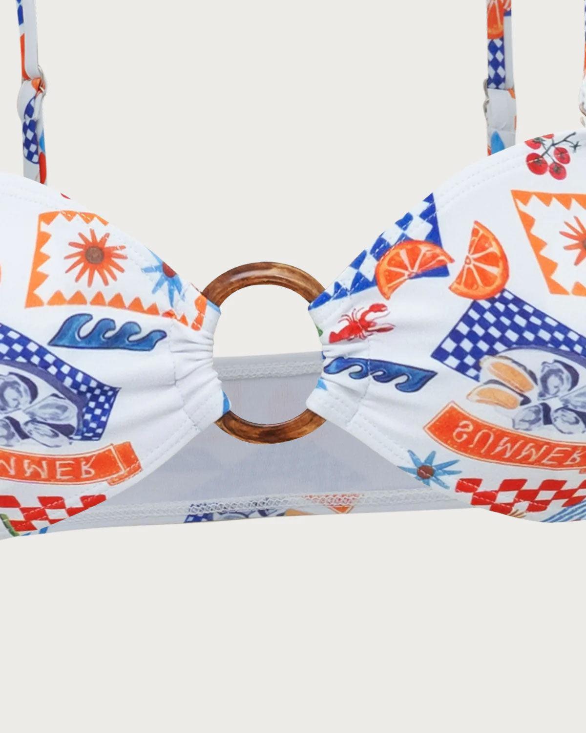 White Floral O-Ring Bikini Set Product Image