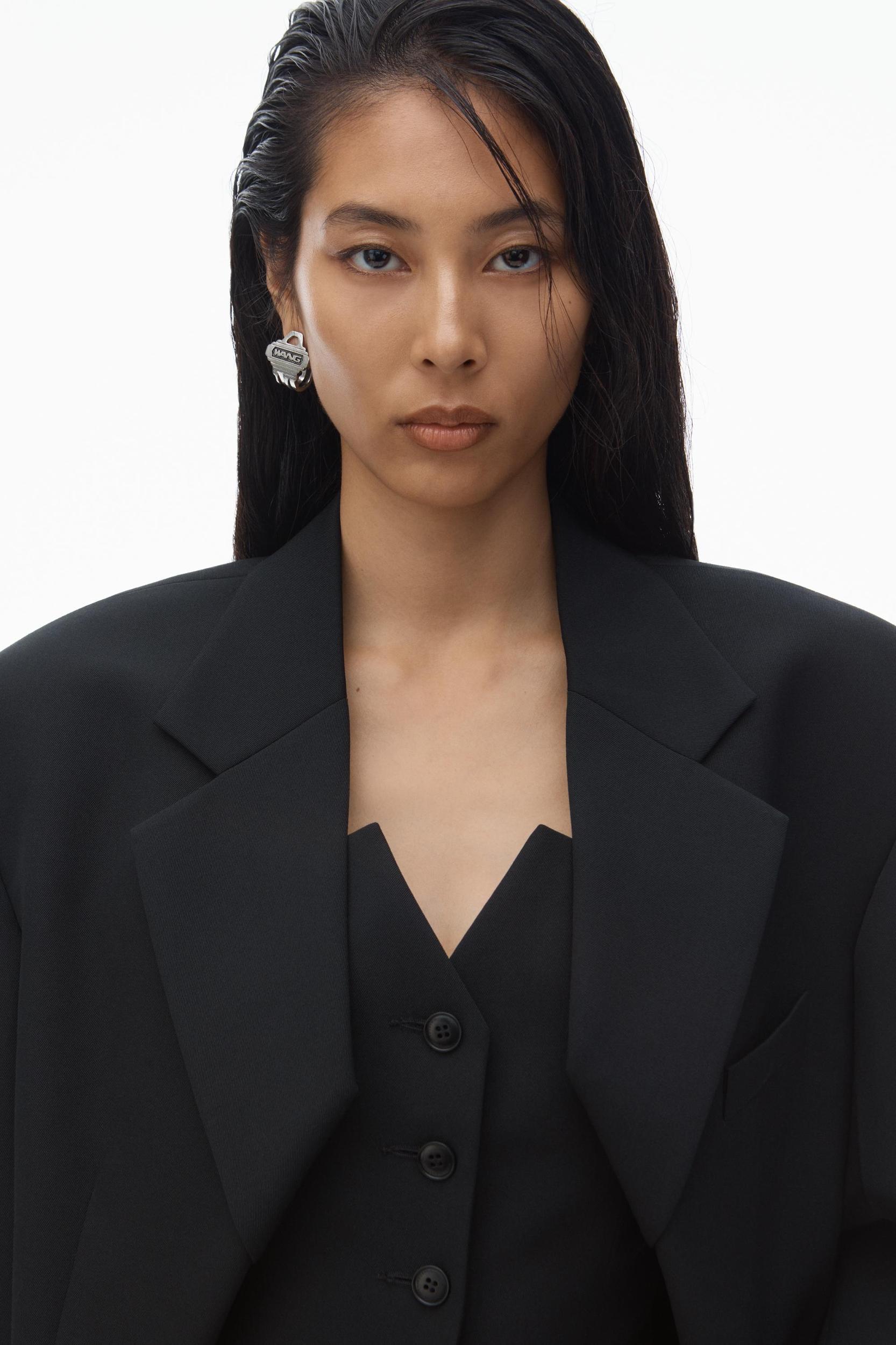 Exaggerated Split Front Boxy Blazer Product Image