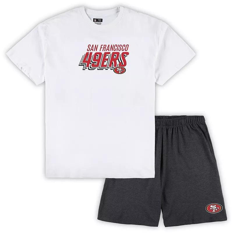 Men's Concepts Sport White/Charcoal San Francisco 49ers Big & Tall T-Shirt and Shorts Set, Size: XLT Product Image