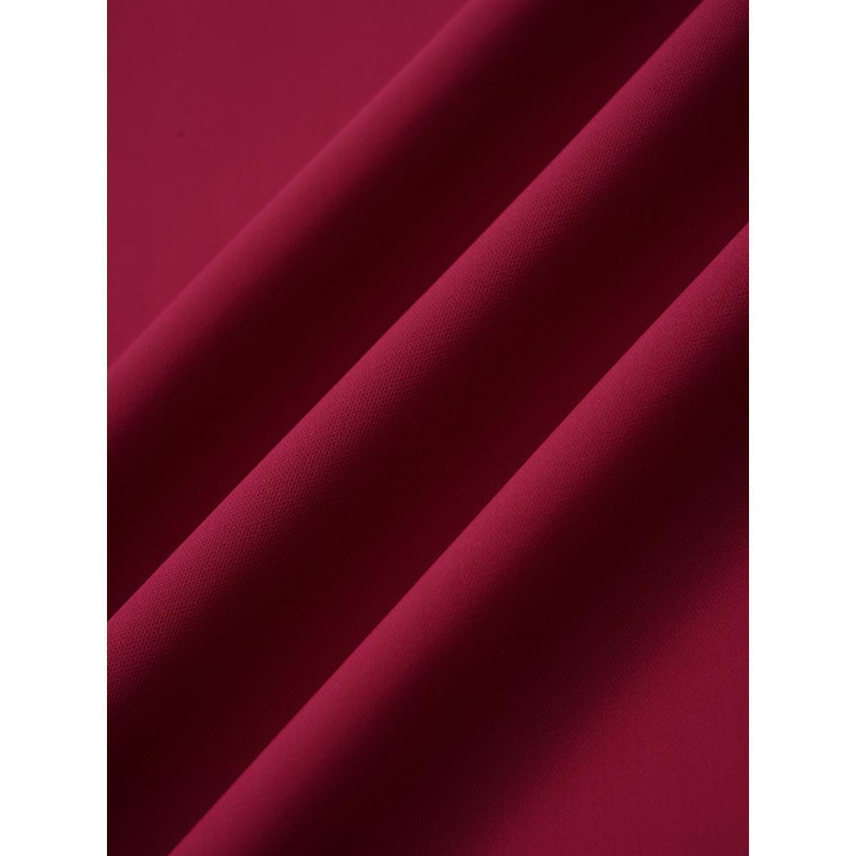 Plus Size RedViolet Solid Pleated Crew Neck Blouse Women Work From Home Short sleeve Round Neck Work Blouses BloomChic 14-16/1X Product Image