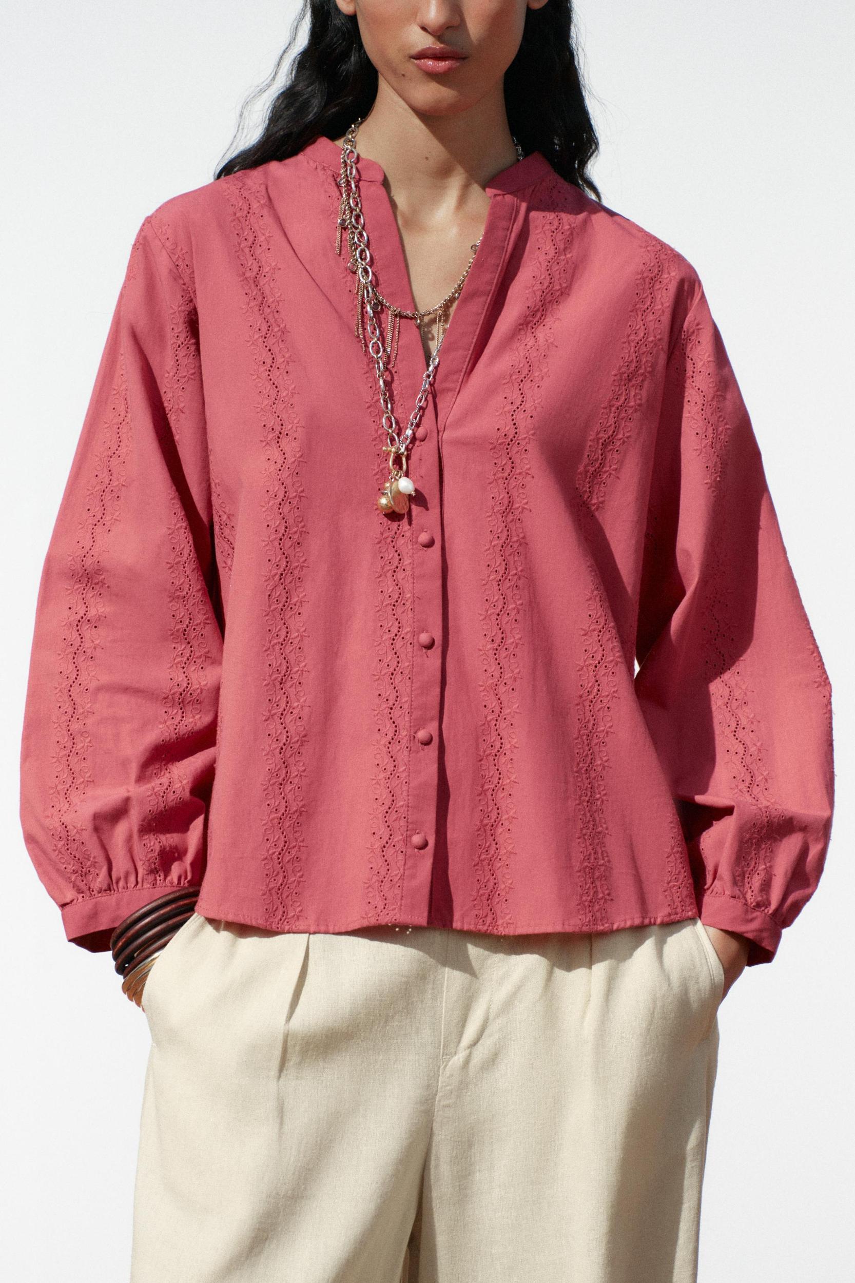 EMBROIDERED EYELET BLOUSE Product Image