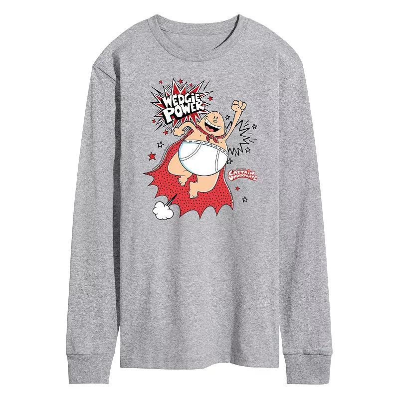 Men's Captain Underpants Wedgie Power Long Sleeve Graphic Tee, Size: XXL, Gray Product Image