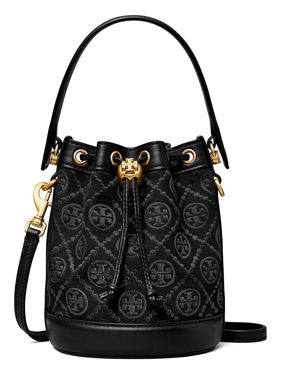 Tory Burch Mini T Monogram Bucket Bag Black One Size Product Image