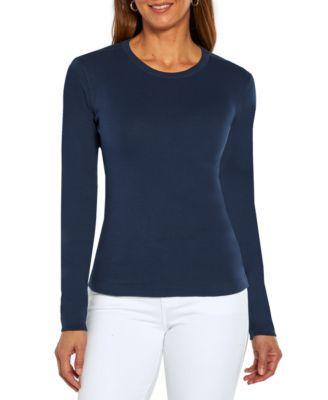 Three Dots Womens Long-Sleeve Crewneck T-Shirt Product Image