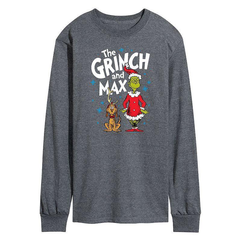 Men's Dr. Seuss The Grinch and Max Long Sleeve Tee, Size: Medium, Black Product Image