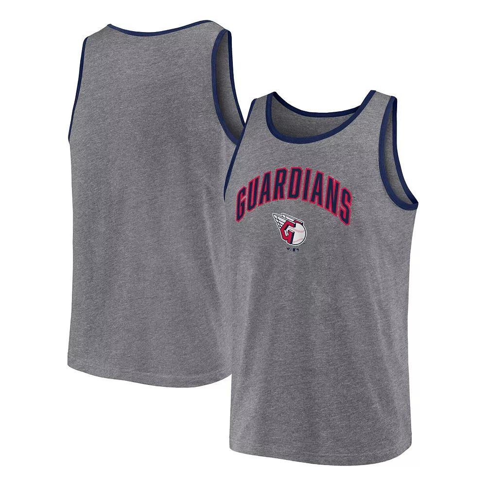 Men's Profile Heather Charcoal Cleveland Guardians Big & Tall Arch Over Logo Tank Top,  Product Image