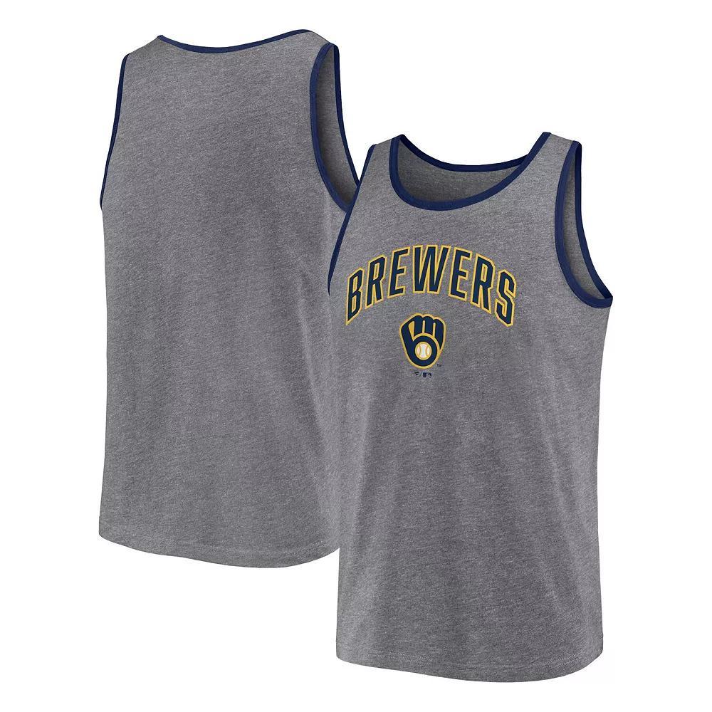 Men's Fanatics Branded Heather Gray Milwaukee Brewers Primary Tank Top,  Product Image