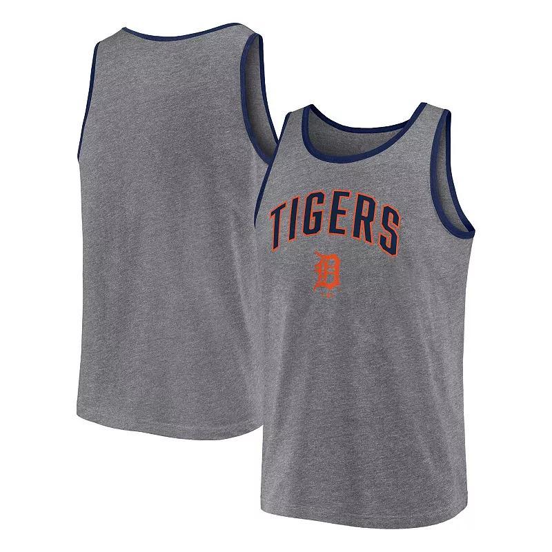 Mens Profile Heather Charcoal Detroit Tigers Big & Tall Arch Over Logo Tank Top Product Image