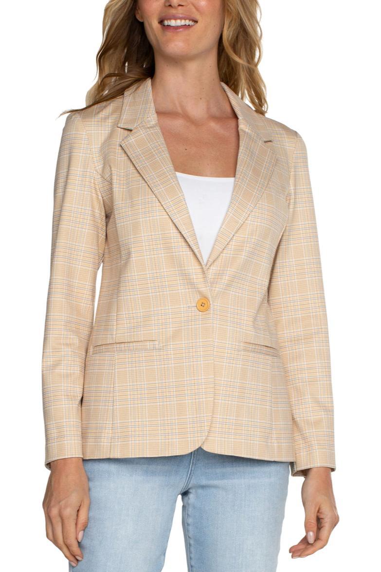 Fitted Blazer-Flaxed Gold Glen Plaid Product Image