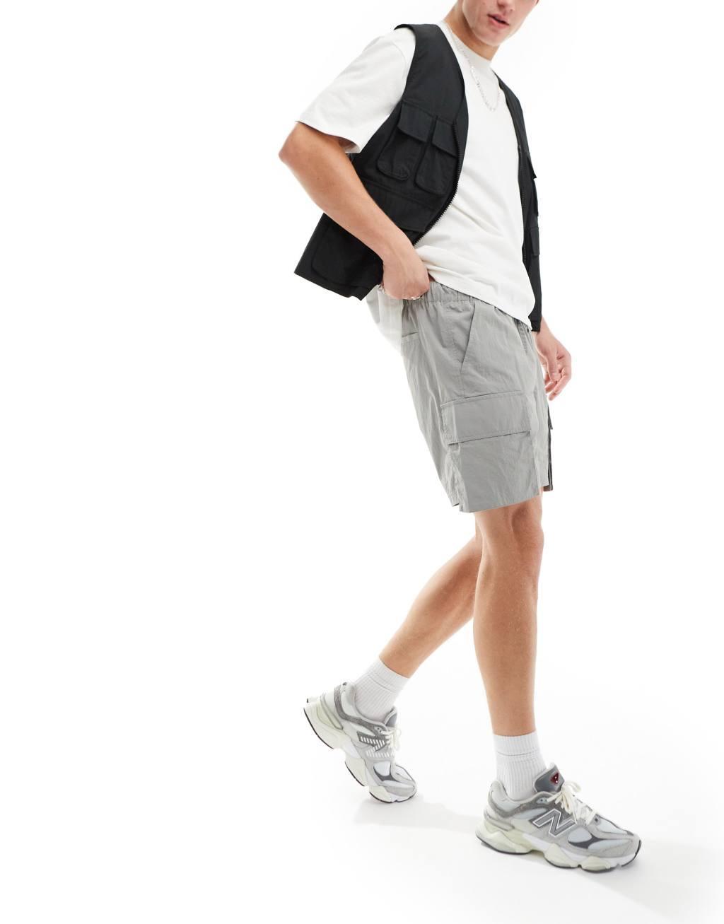 ASOS DESIGN cargo shorts in gray  Product Image