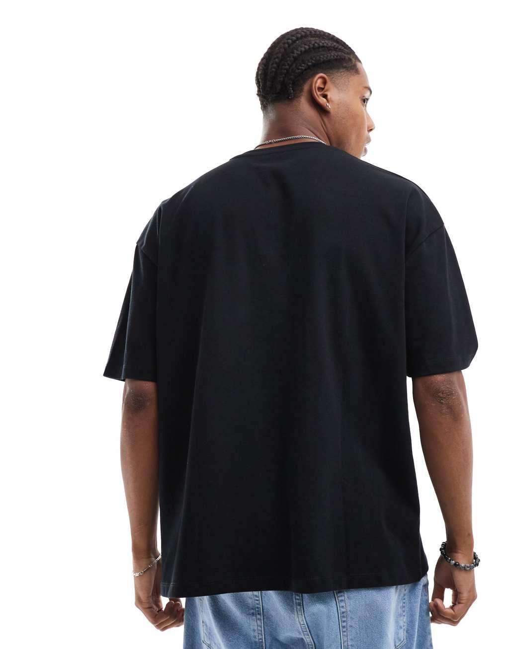 ASOS DESIGN essential heavyweight oversized t-shirt 240gsm in black Product Image