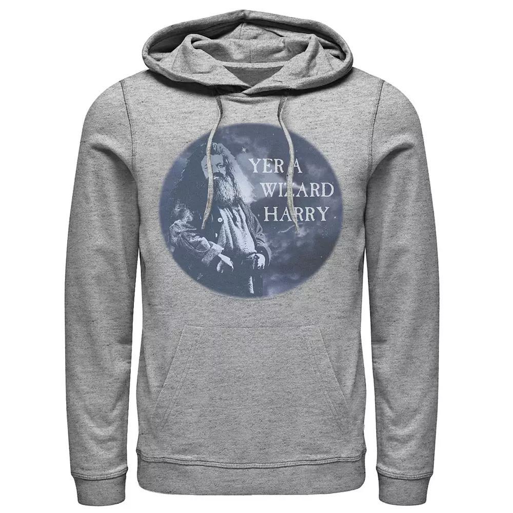 Men's Harry Potter Hagrid Yer A Wizard Harry Portrait Graphic Pullover Hoodie, Size: XL, Grey Heather Product Image