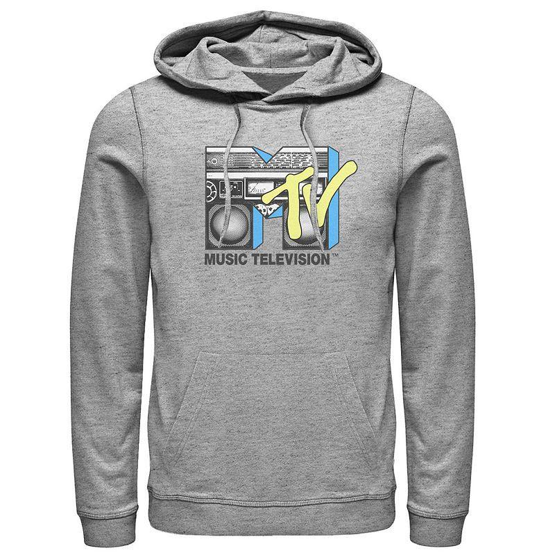 Mens MTV Logo Black And Yellow Boombox Hoodie Athletic Grey Product Image