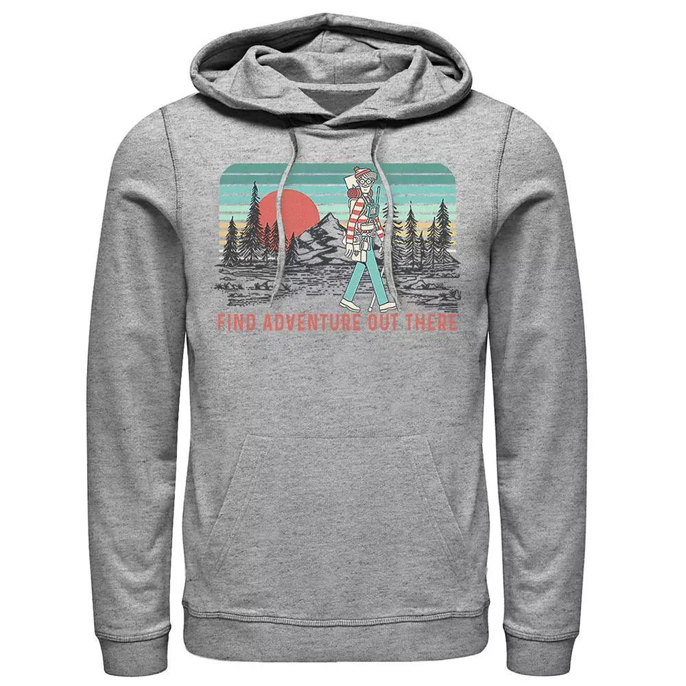 Men's Where's Waldo Find Adventure Out There Hoodie, Size: 3XL, Athletic Grey Product Image