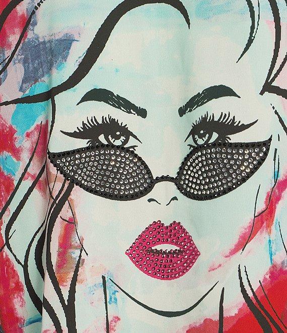 Ali Miles Petite Size Woven Printed Wire Collar 3/4 Roll-Tab Sleeve Button Front Tunic Product Image