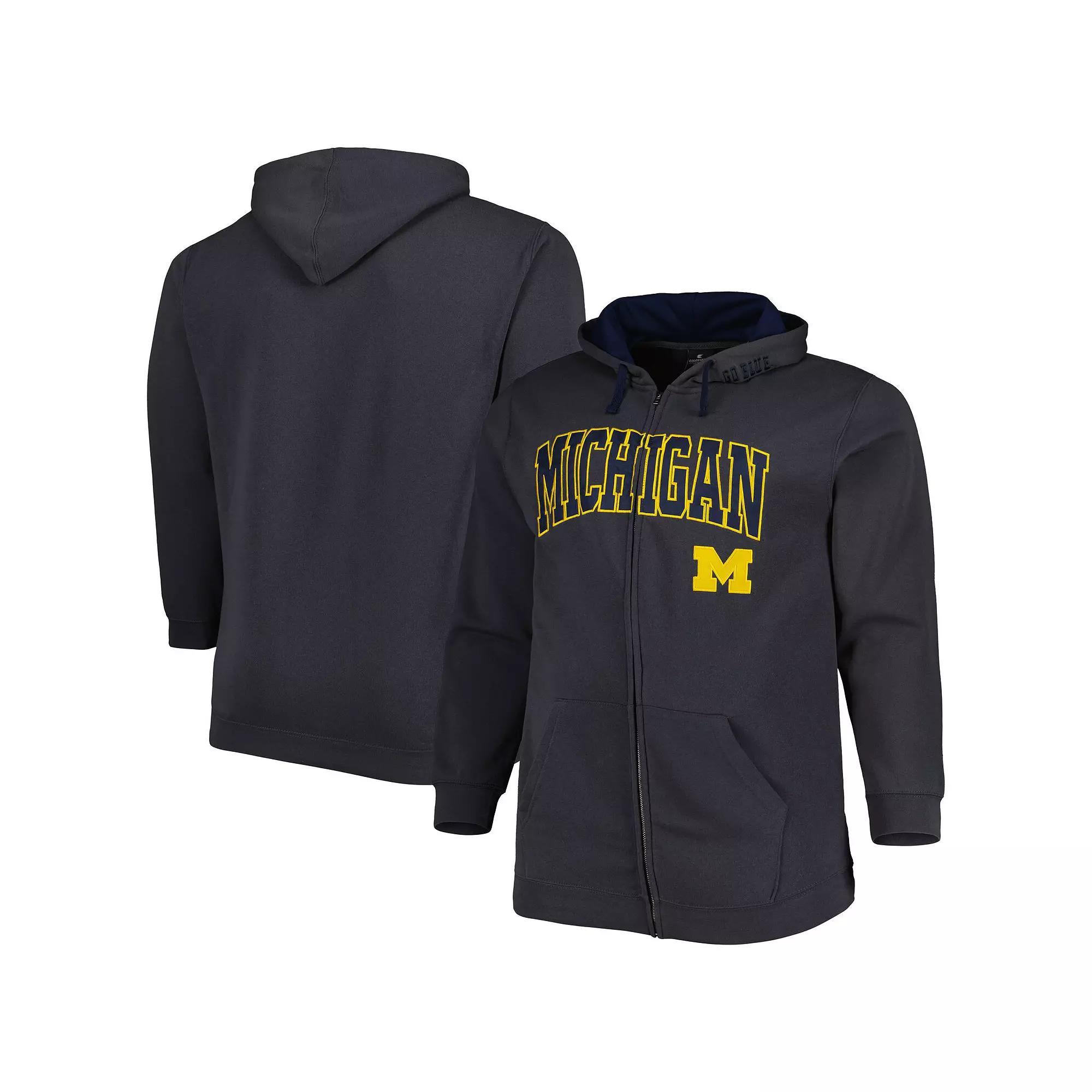 Men's Colosseum Charcoal Michigan Wolverines Big & Tall Team Full-Zip Hoodie, Size: 2XLT Product Image