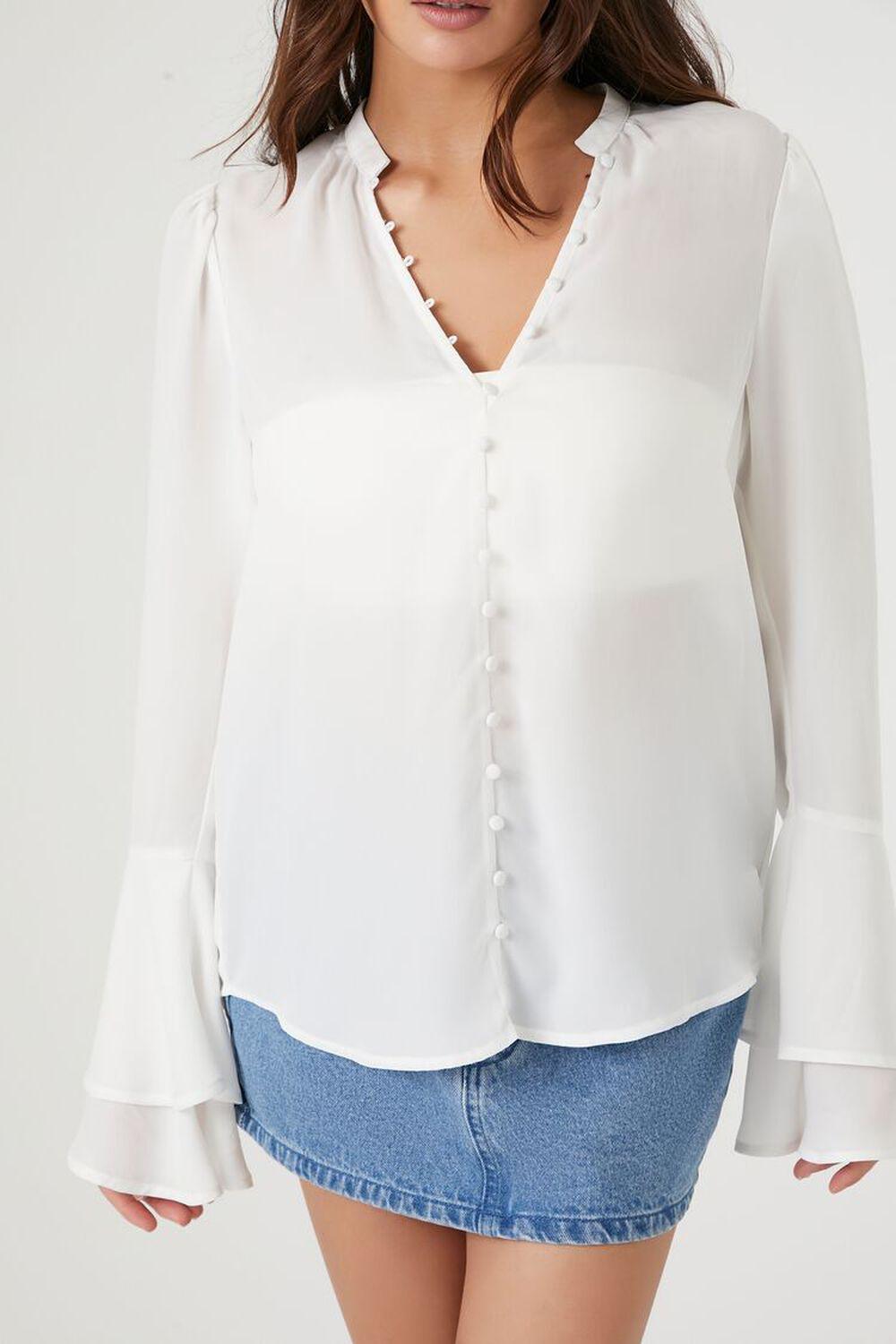 Sheer Bell-Sleeve Top | Forever 21 Product Image