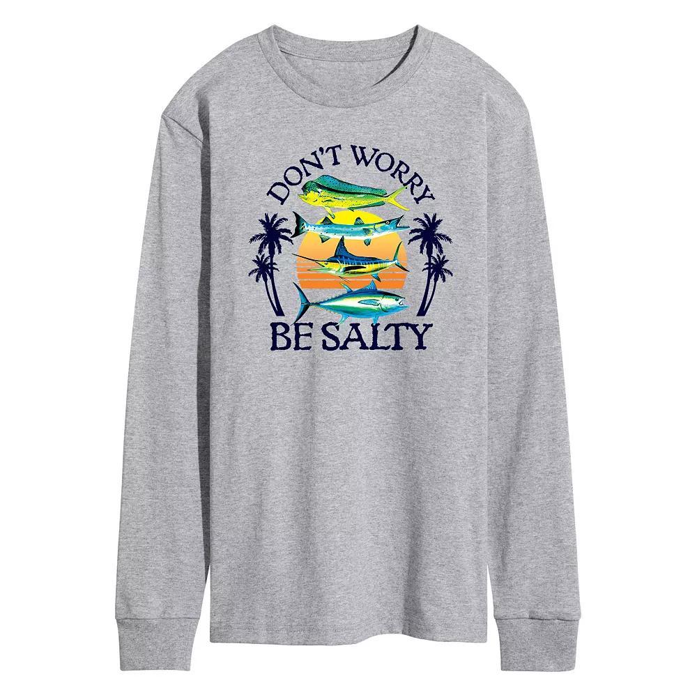 Men's Don't Worry Be Salty Fishing Long Sleeve Graphic Tee,  Product Image