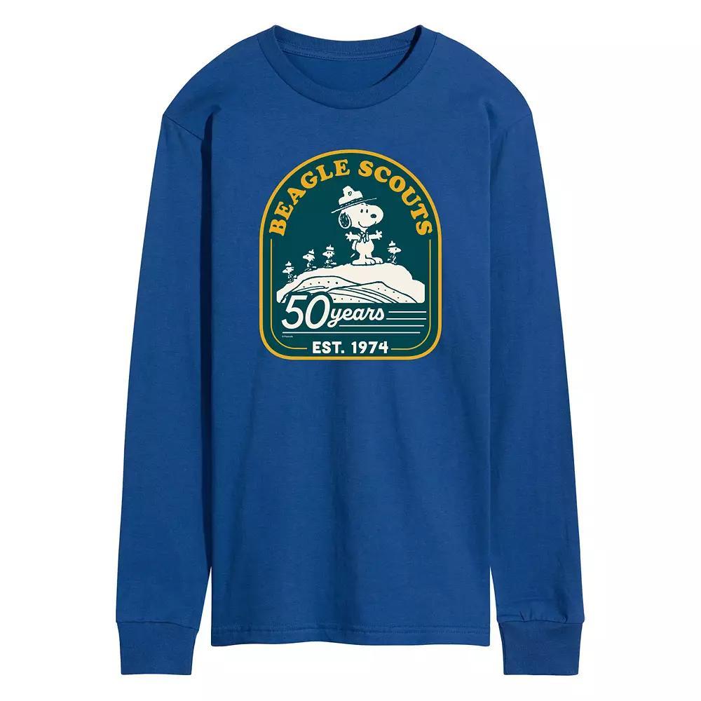 Men's Peanuts Beagle Scout 50 Year Mountain Long Sleeve Graphic Tee, Size: Small, Blue Product Image