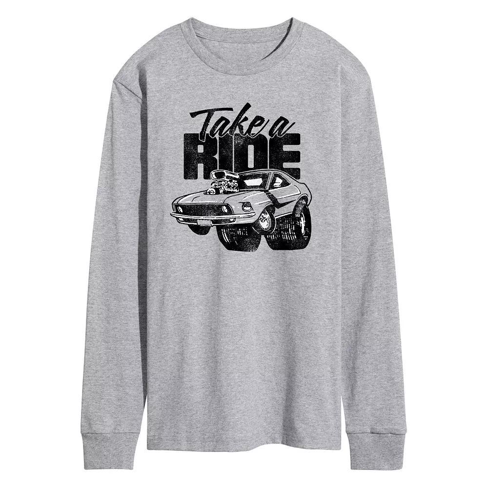 Men's Take A Ride Long Sleeve Graphic Tee, Size: Large, Gray Product Image