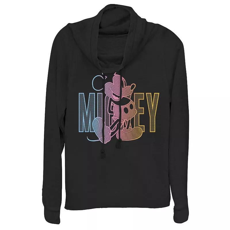 Disney's Mickey Mouse Juniors' Outline Cowlneck Graphic Lightweight Long Sleeve, Girl's, Size: XL, Black Product Image