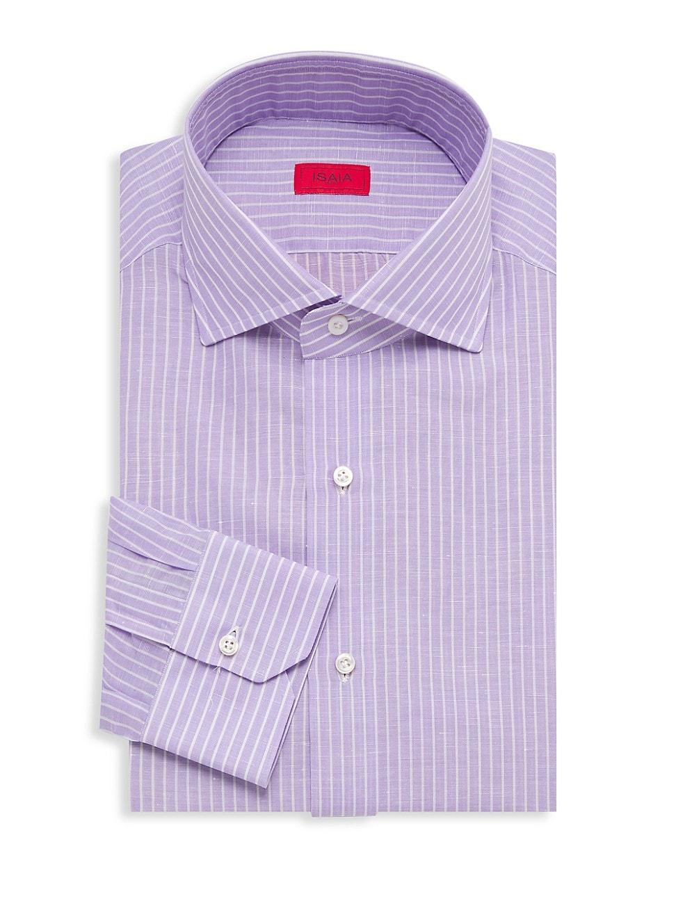 Mens Striped Linen-Blend Button-Up Dress Shirt Product Image