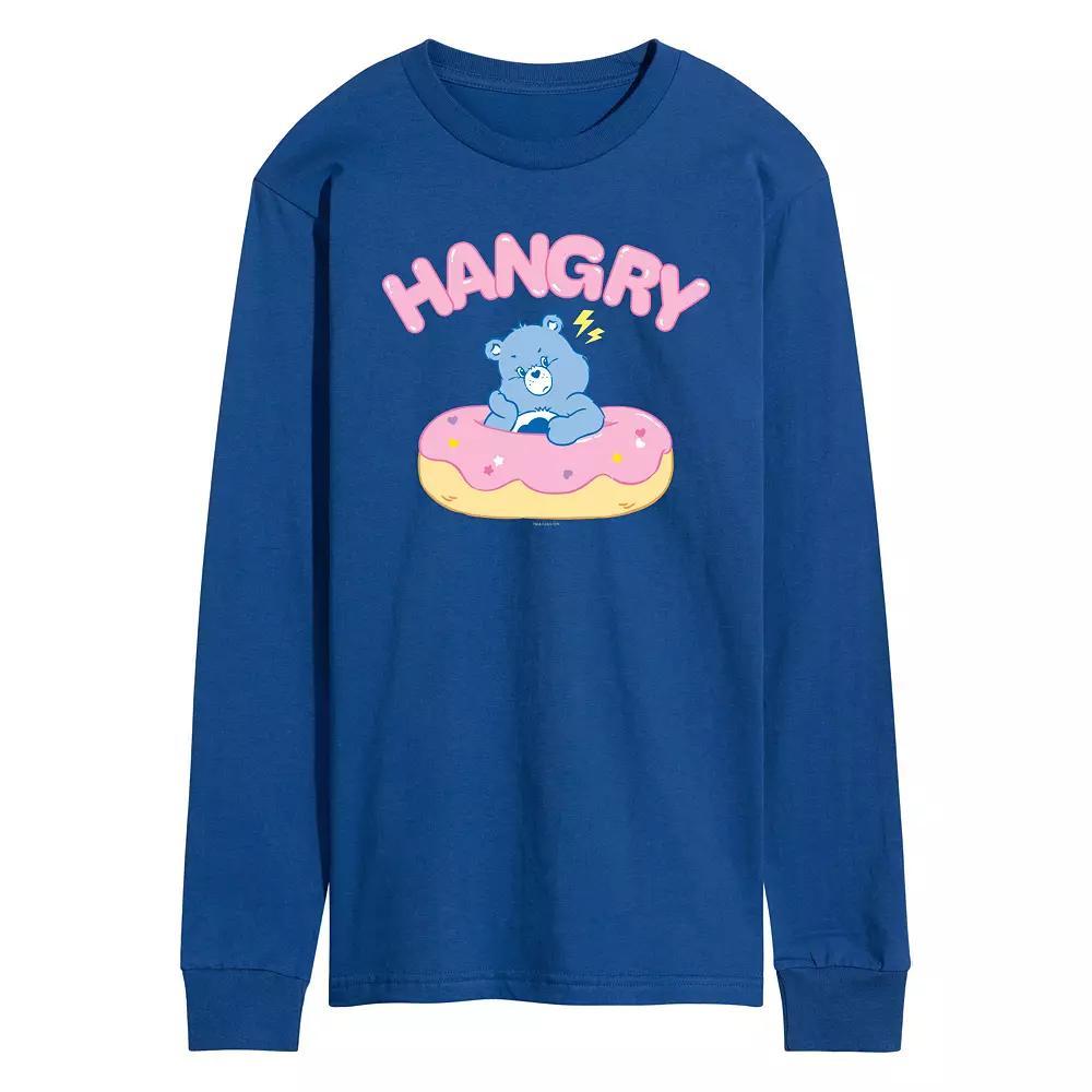 Men's Care Bears Hangry With Donut Long Sleeve Graphic Tee, Size: Large, Blue Product Image