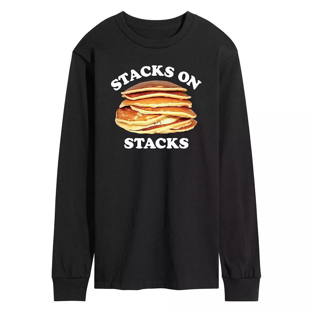 Men's Pancakes Stacks On Stacks Long Sleeve Graphic Tee,  Product Image
