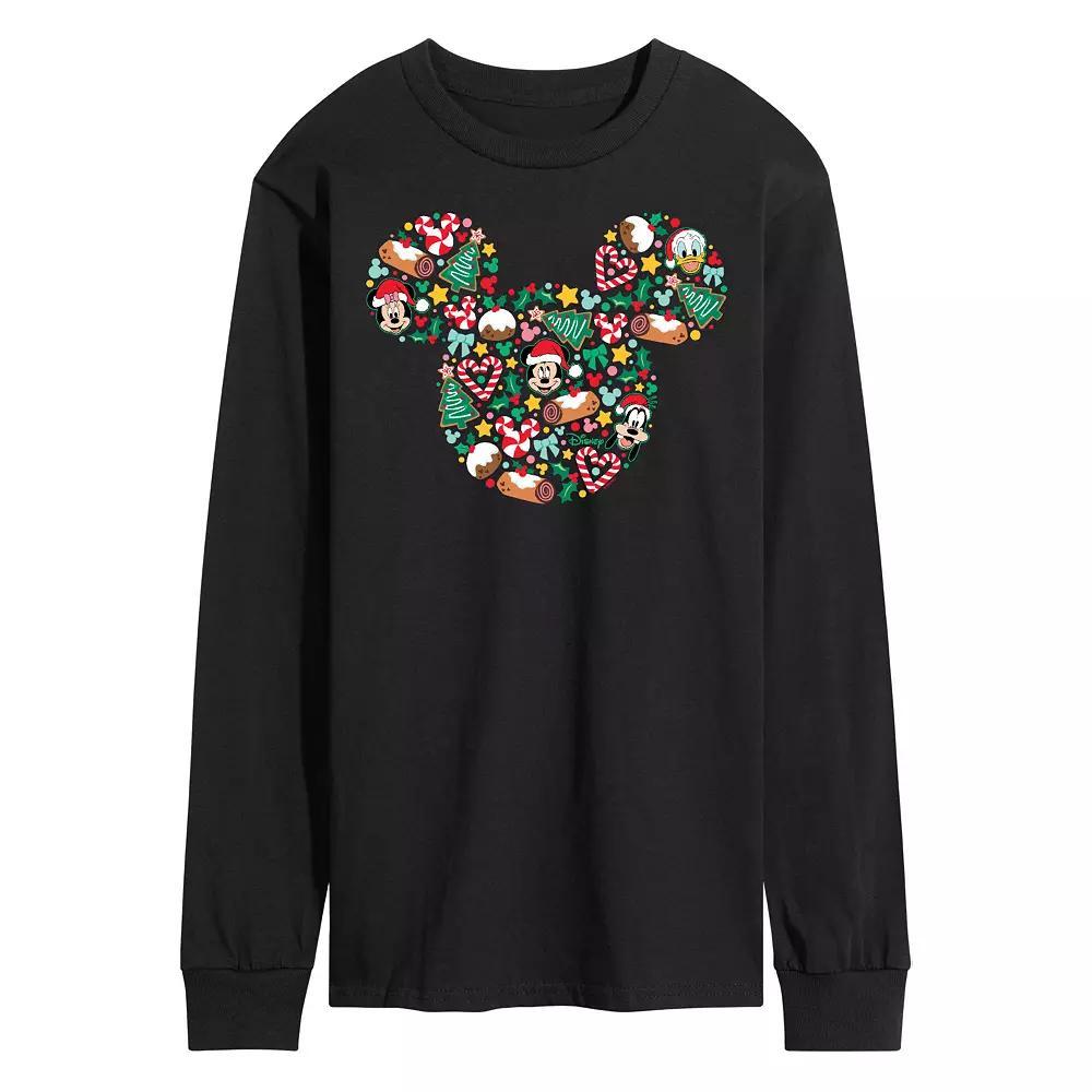 Disney's Men's Mickey Mouse Silhouette Christmas Long-sleeved Tee,  Product Image