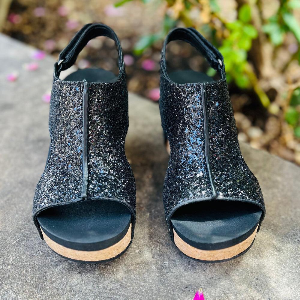 Black Glittered Comfort Wedges* Product Image