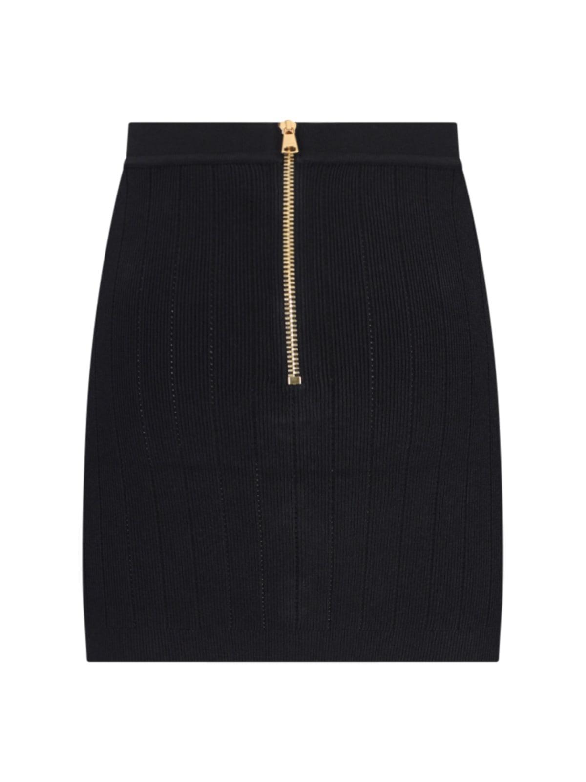 BALMAIN Knit Skirt With Buttons In Black Product Image