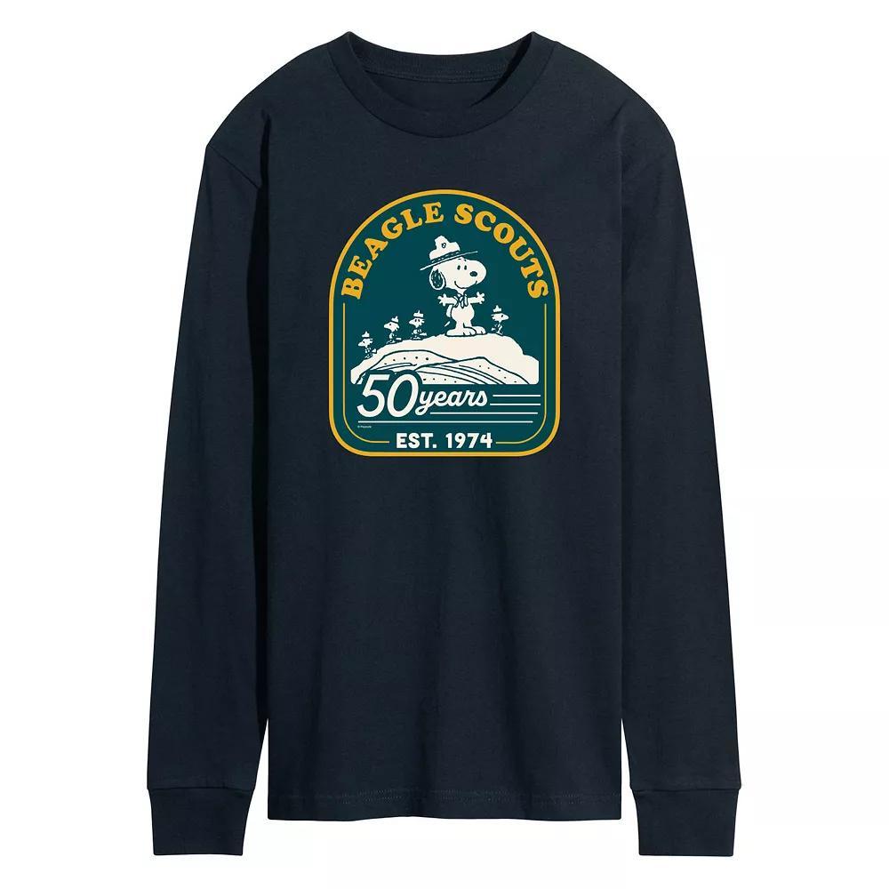 Men's Peanuts Beagle Scout 50 Year Mountain Long Sleeve Graphic Tee,  Product Image