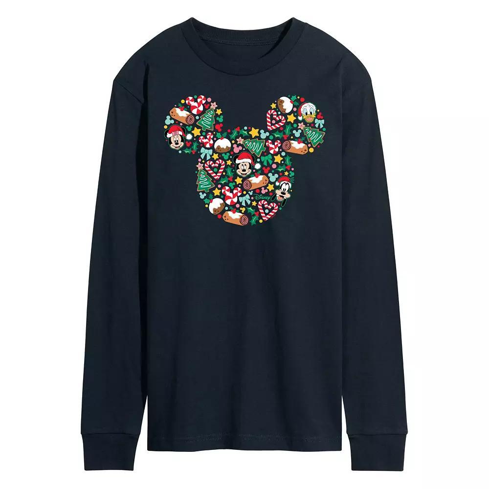Disney's Men's Mickey Mouse Silhouette Christmas Long-sleeved Tee,  Product Image