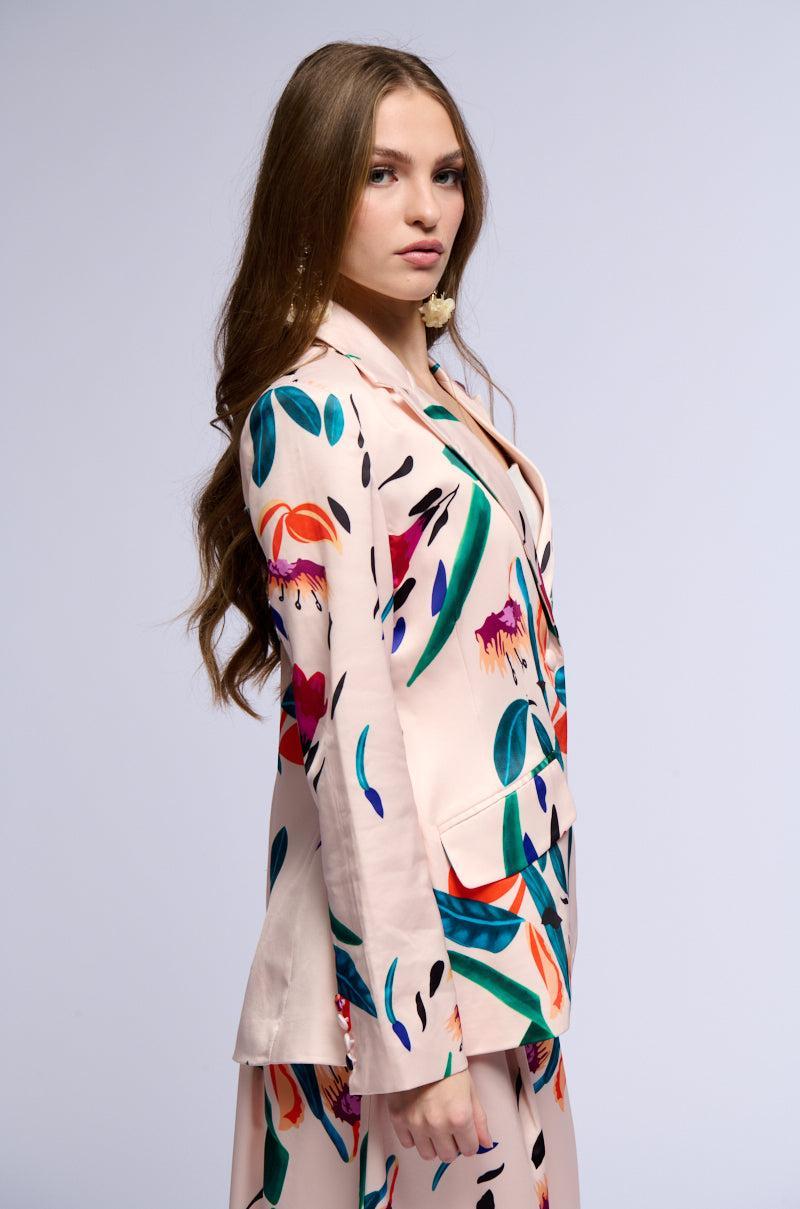 CANDY RAIN SATIN LONGLINE BLAZER Product Image