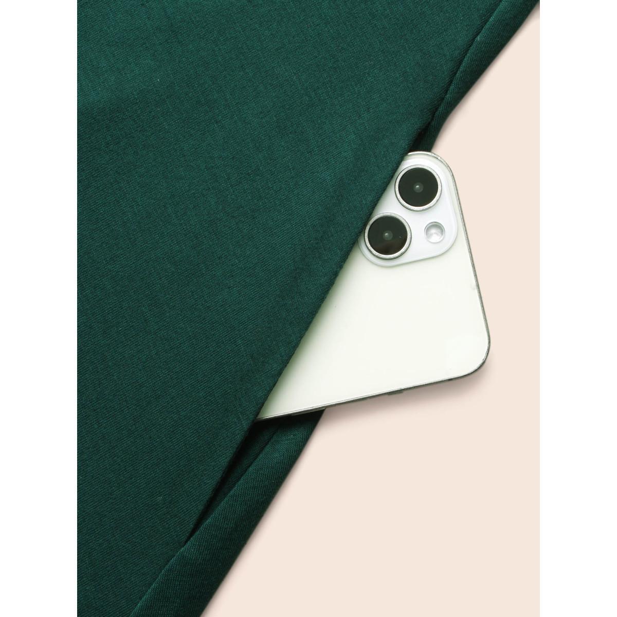 Plus Size Solid Crew Neck Medium Stretch T-shirt DarkGreen Women Casual Non Round Neck Everyday T-shirts BloomChic 30/6X Product Image