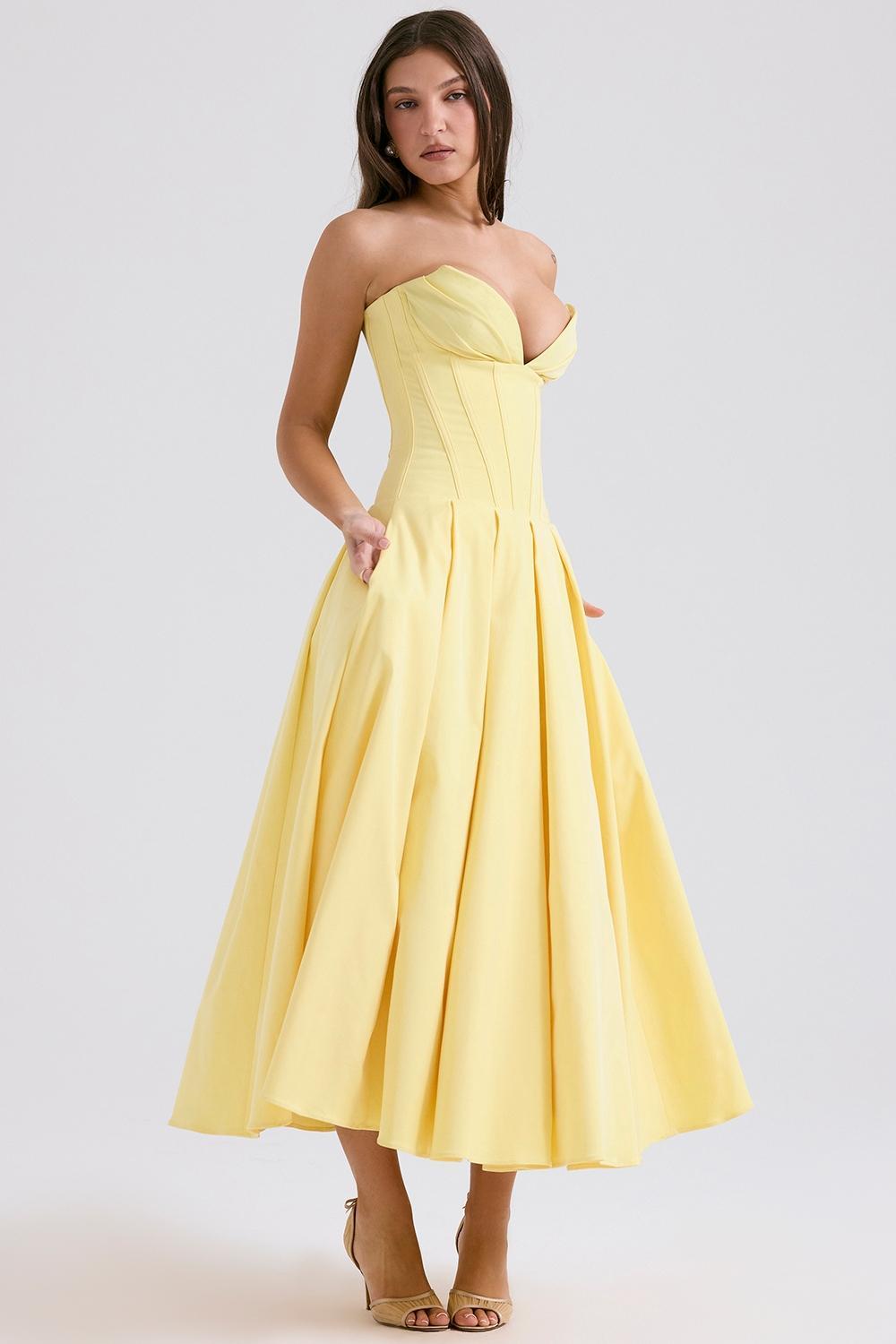 Lady Sunshine Strapless Tulle Midi Dress Product Image