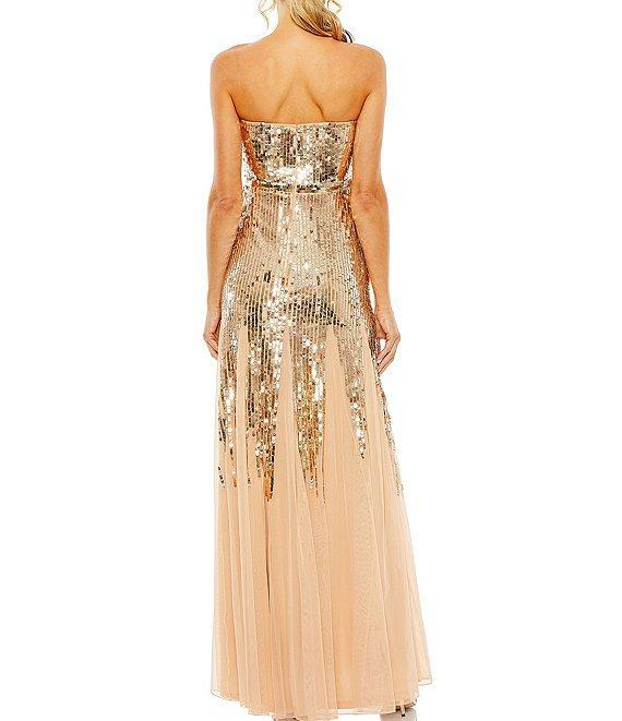 Mac Duggal Sequin Mesh Strapless Sweetheart Neck A-Line Gown Product Image