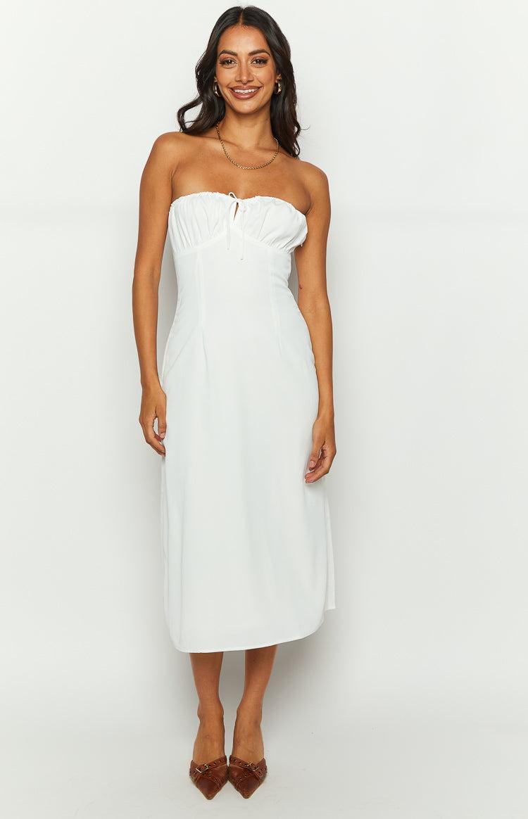 Dion White Strapless Midi Dress Product Image