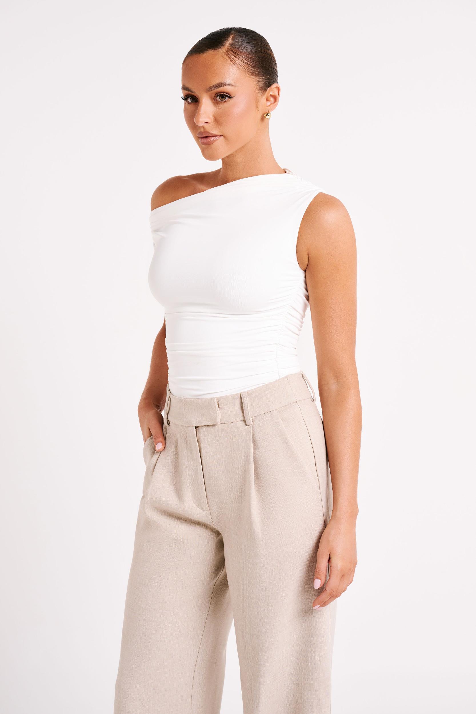 Alayna Recycled Nylon Ruched Top - White Product Image