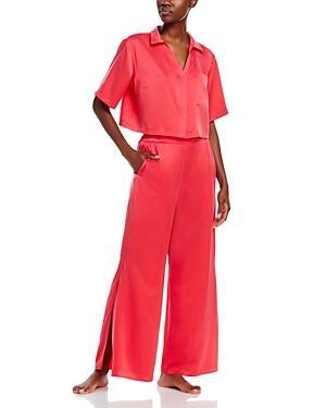 Womens Washable Silk High-Rise Pants 2-Piece Pajama Set Product Image