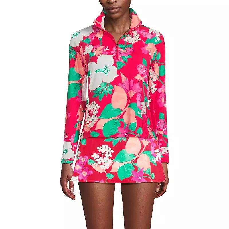 Women's Lands' End Long Sleeve Quarter Zip Swim Top, Size: XS, Icy Mint Green Product Image