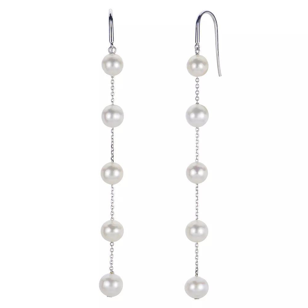 PearLustre by Imperial Sterling Silver Freshwater Cultured Pearl Station Linear Drop Earrings, Women's Product Image