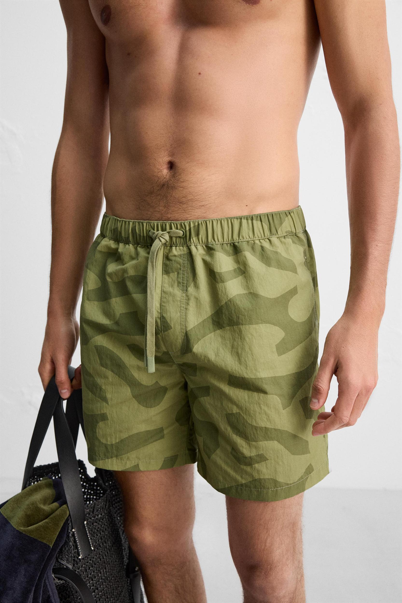 LONG ABSTRACT PRINTED SWIMMING TRUNKS Product Image