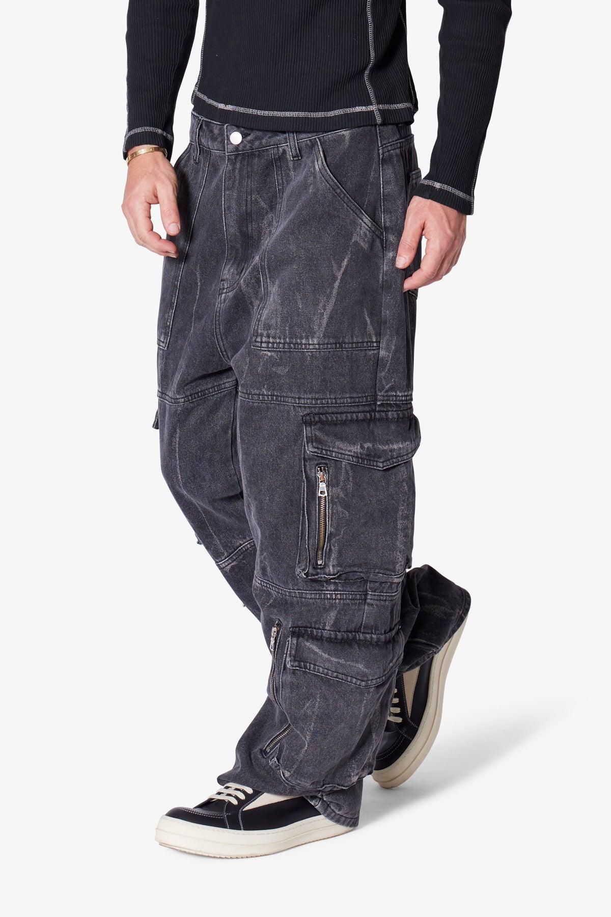 Ultra Baggy Asphalt Cargo Denim - Washed Black Product Image