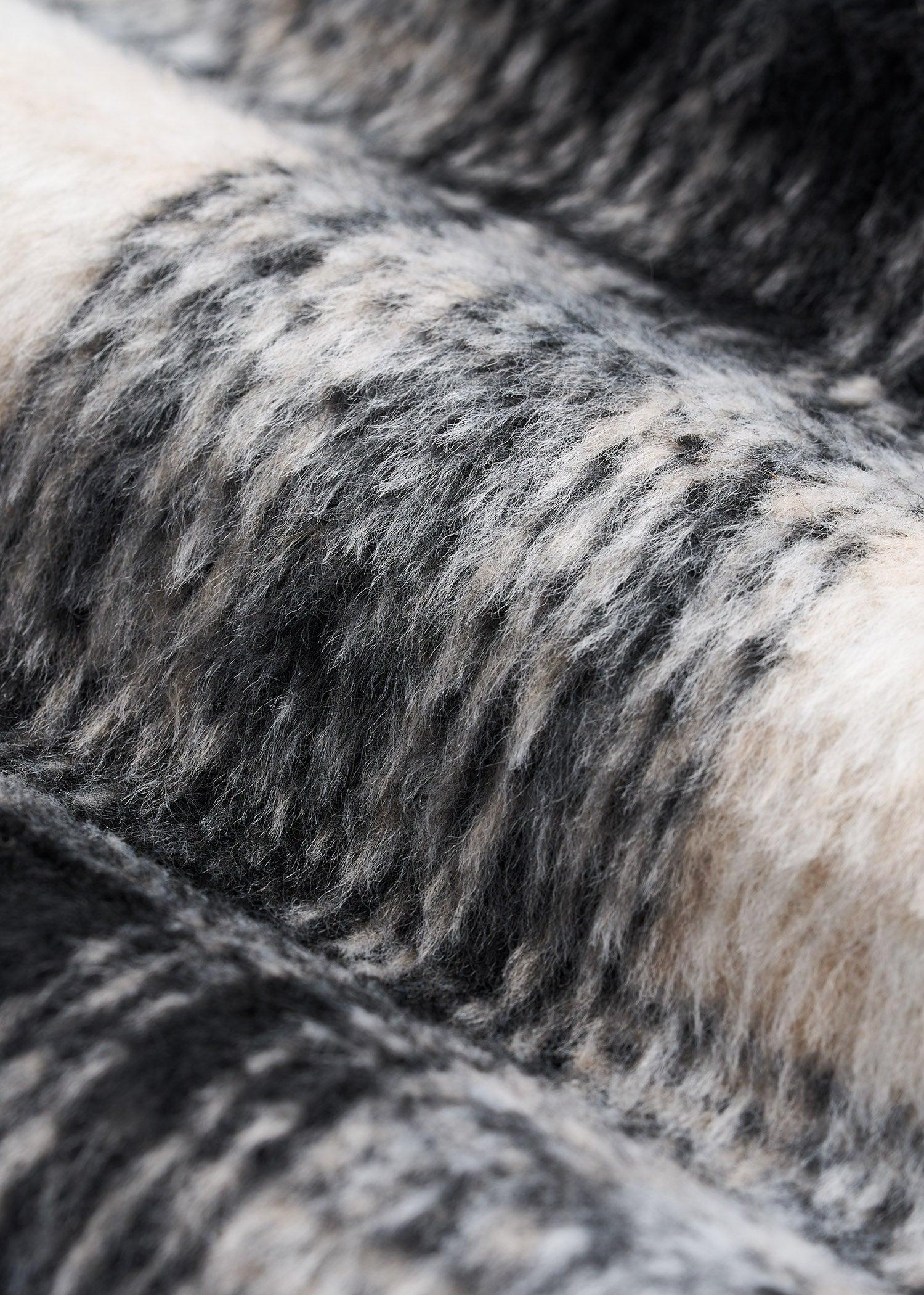 Brushed Flannel Overshirt for Tall Men in Ecru and Black Plaid Product Image