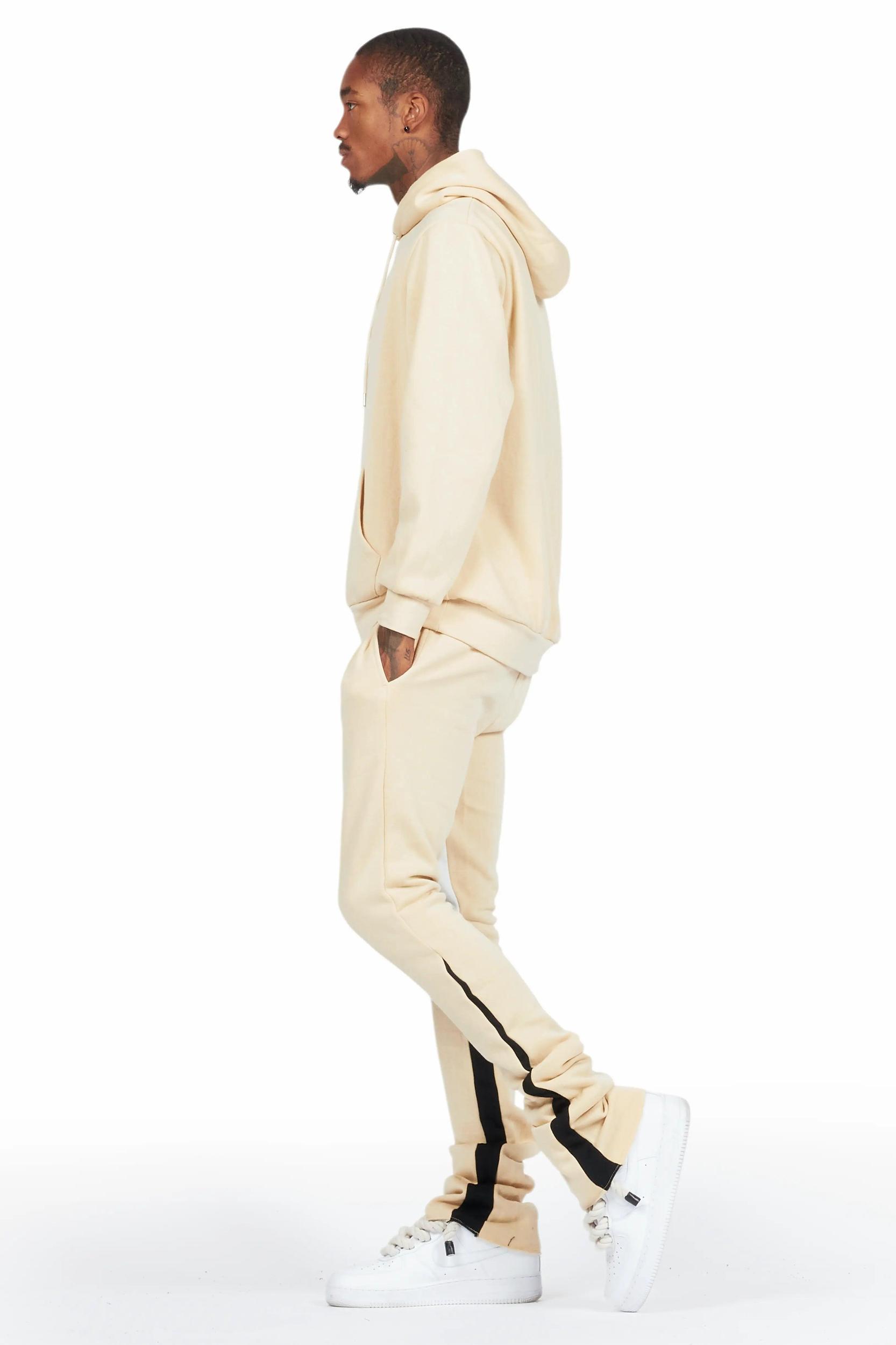 Basic Beige Hoodie/Stacked Flare Track Set Male Product Image