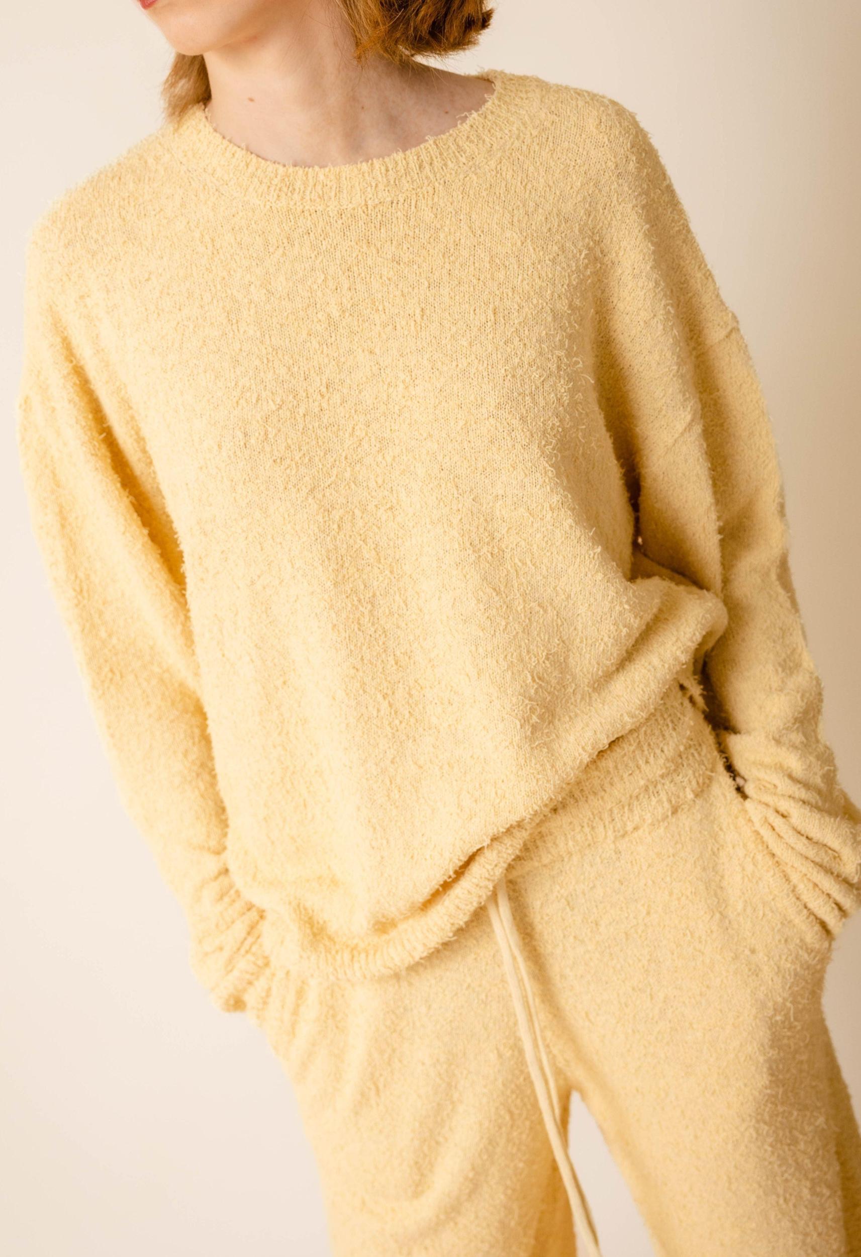 Fuzzy Drawstring Pant In Yellow Product Image